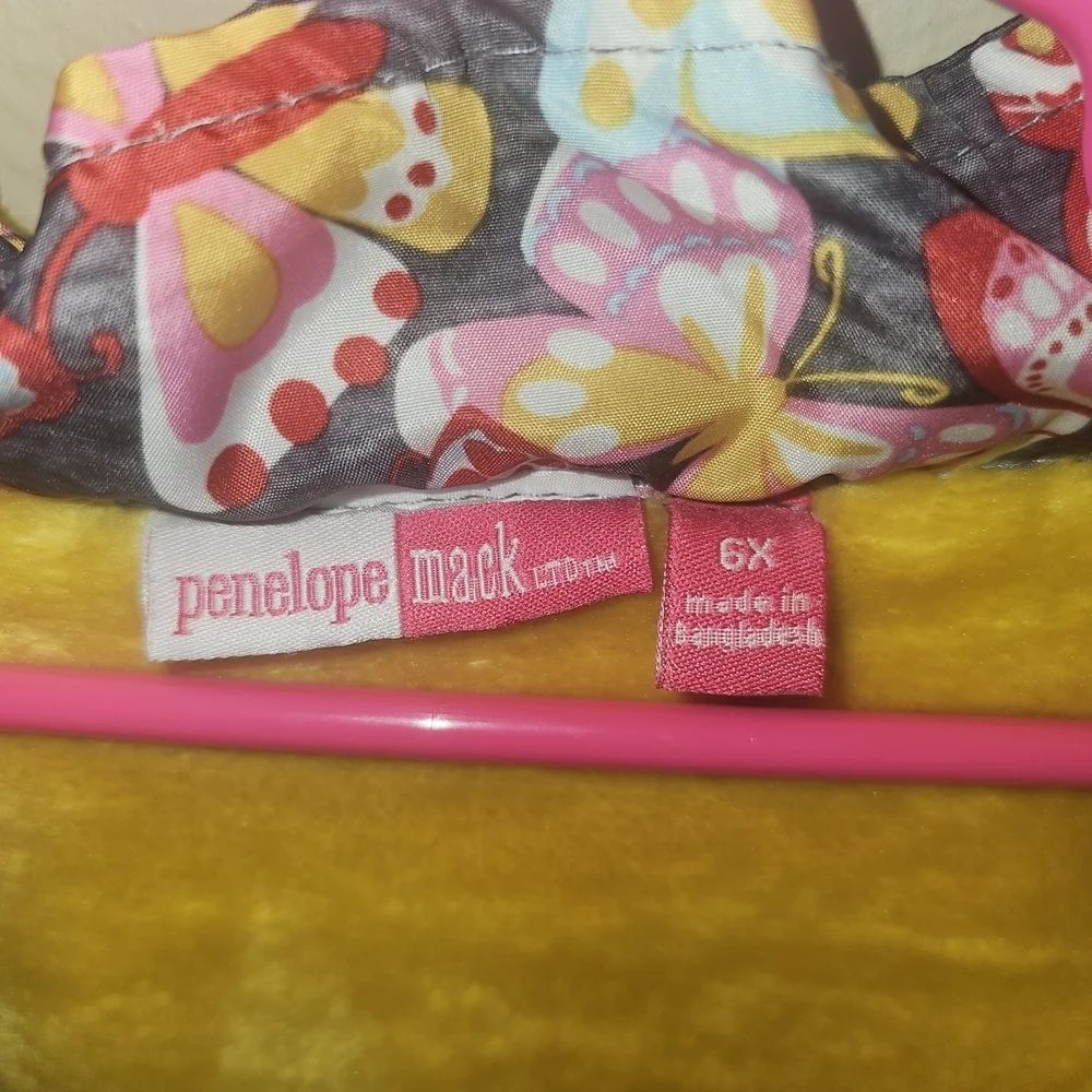 Penelope Mack Butterfly Print Raincoat with Yellow Interior